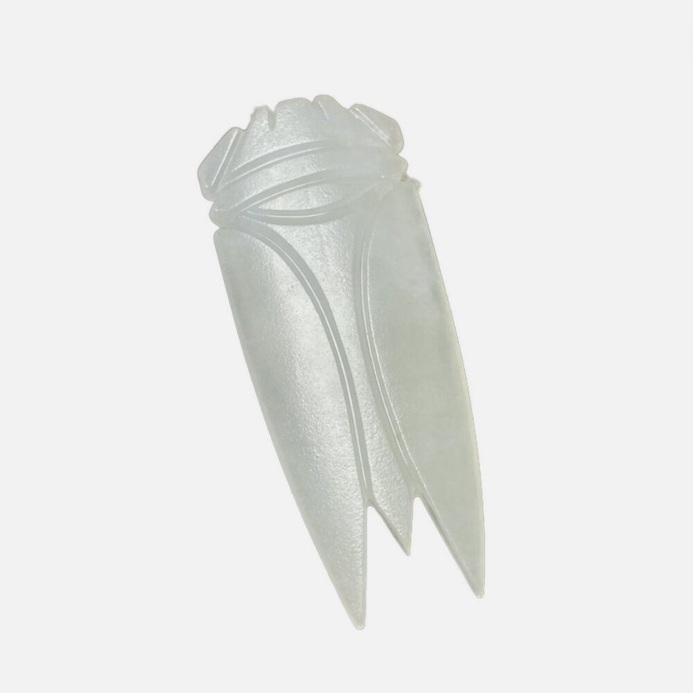Chinese Natural Hetian Jade Cicada Pendant